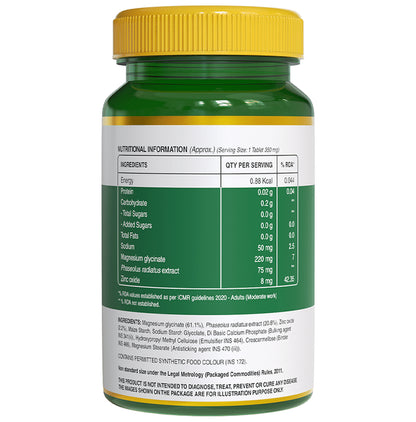 Pure Nutrition Magnesium Glycinate with Zinc for Bones, Muscles & Nerve Health | Veg Tablet