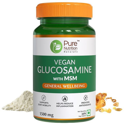 Pure Nutrition Vegan Glucosamine with MSM for Joints & Antioxidant Support | Tablet - Classic Derma