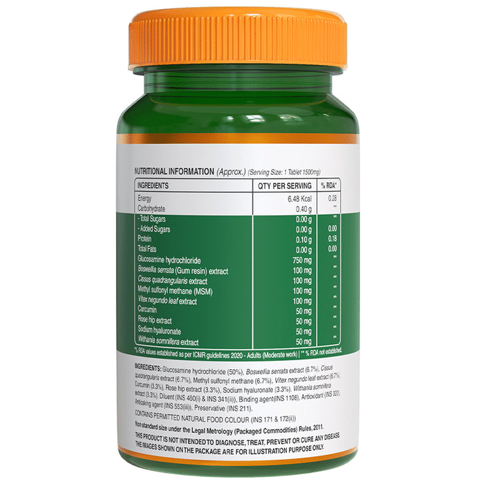 Pure Nutrition Vegan Glucosamine with MSM for Joints & Antioxidant Support | Tablet