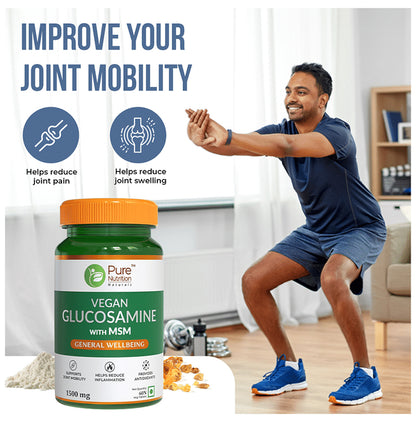 Pure Nutrition Vegan Glucosamine with MSM for Joints & Antioxidant Support | Tablet