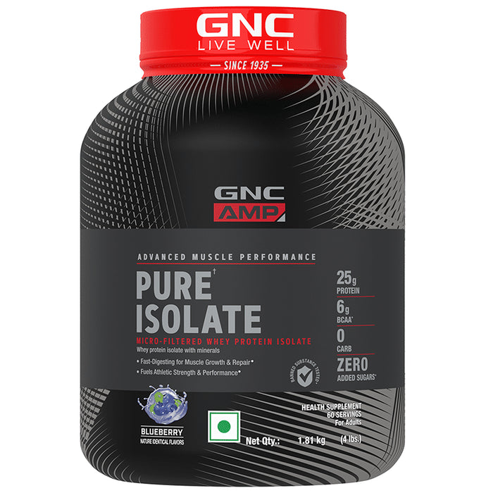 GNC AMP Advanced Muscle Performance with Pure Whey Protein | For Muscle Growth & Repair | Flavour Blueberry - Classic Derma