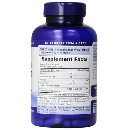 Puritan's Pride Absorbable Calcium 1200mg Plus Vitamin D3 1000IU Rapid Release Softgel