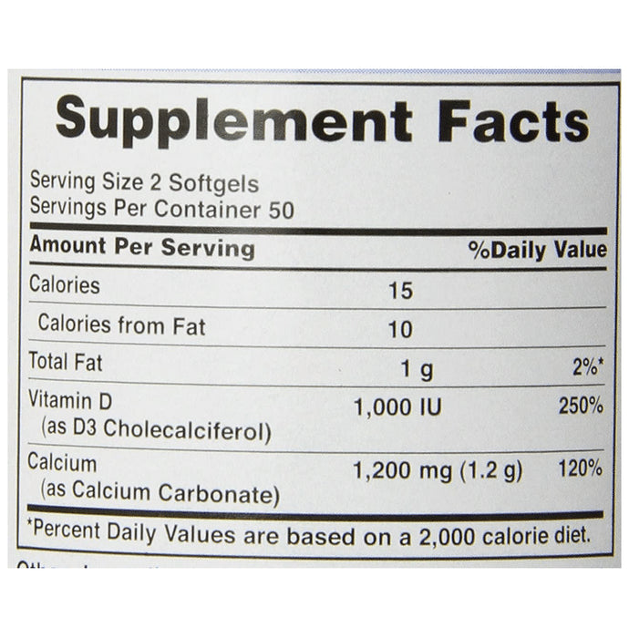 Puritan's Pride Absorbable Calcium 1200mg Plus Vitamin D3 1000IU Rapid Release Softgel