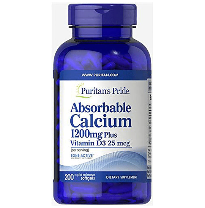 Puritan's Pride Absorbable Calcium 1200mg Plus Vitamin D3 1000IU Rapid Release Softgel - Classic Derma