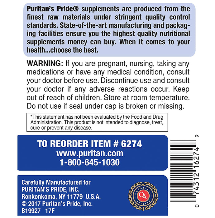 Puritan's Pride Absorbable Calcium 1200mg Plus Vitamin D3 1000IU Rapid Release Softgel