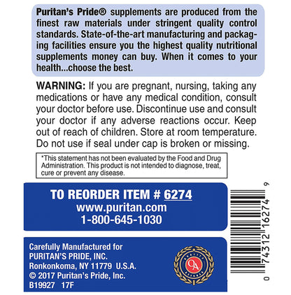 Puritan's Pride Absorbable Calcium 1200mg Plus Vitamin D3 1000IU Rapid Release Softgel