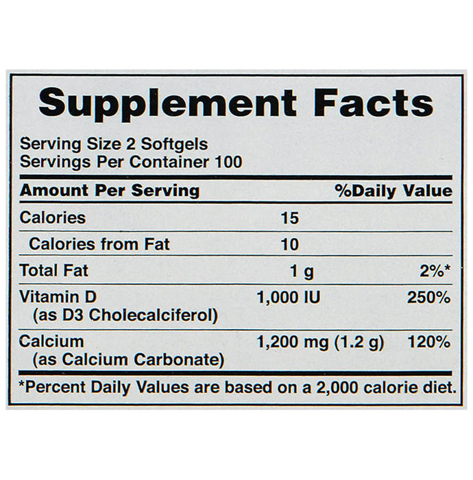 Puritan's Pride Absorbable Calcium 1200mg Plus Vitamin D3 1000IU Rapid Release Softgel