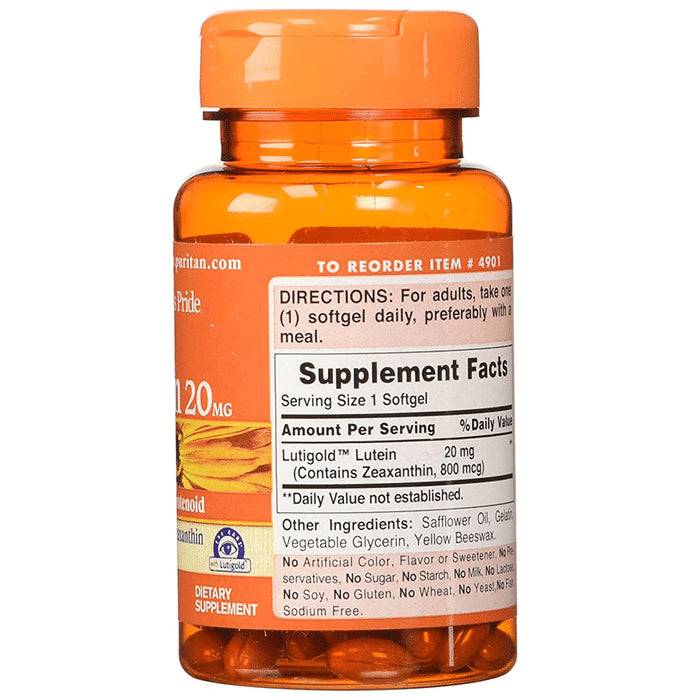 Puritan's Pride Lutigold Lutein 20mg Softgel