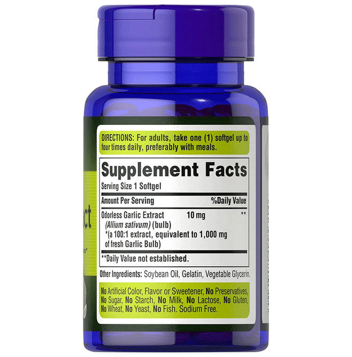 Puritan's Pride Odourless Garlic Extract 1000 mg Softgels