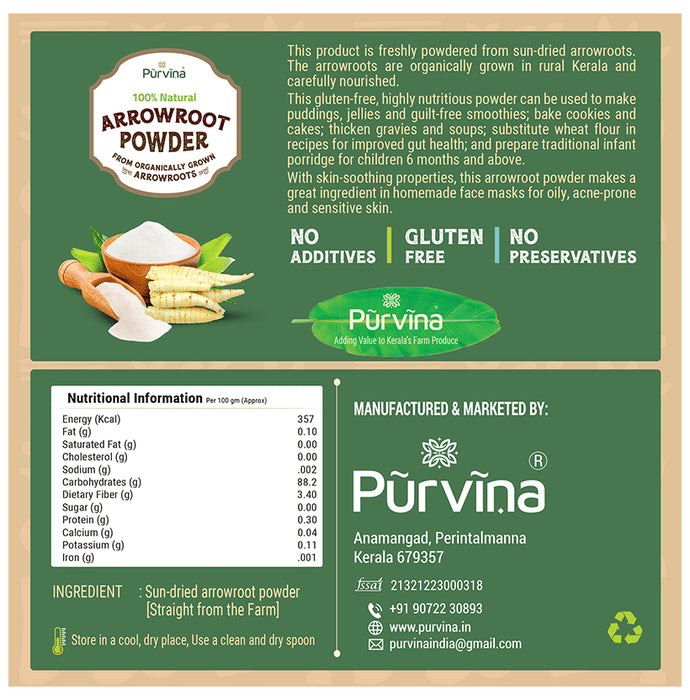 Purvina 100% Natural Arrowroot Powder