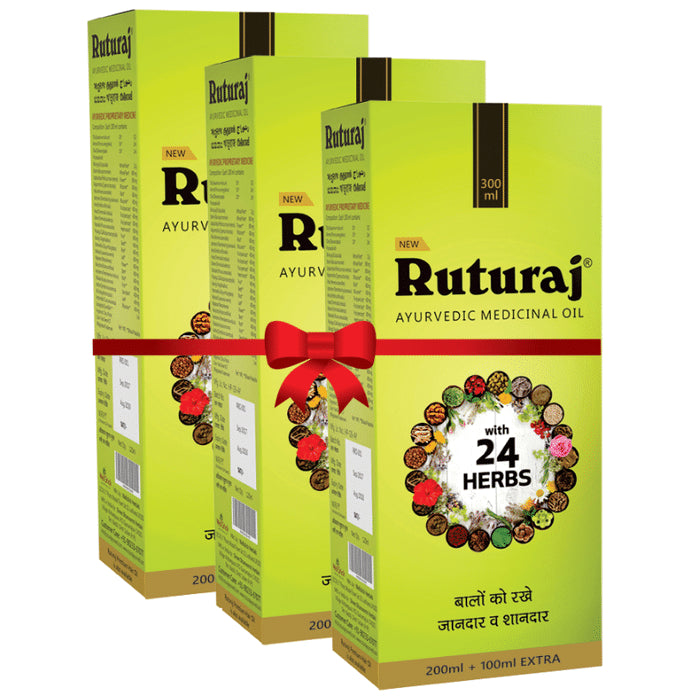 Ruturaj Ayurvedic Medicinal Hair Oil (300ml Each) - Classic Derma