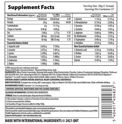 QNT Prime Whey Isolate Powder Kesar Kaju Pista