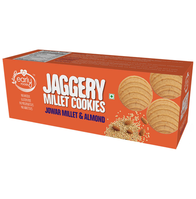 Early Foods Jaggery Millet cookies (150gm Each) Jowar Millet & Almond - Classic Derma