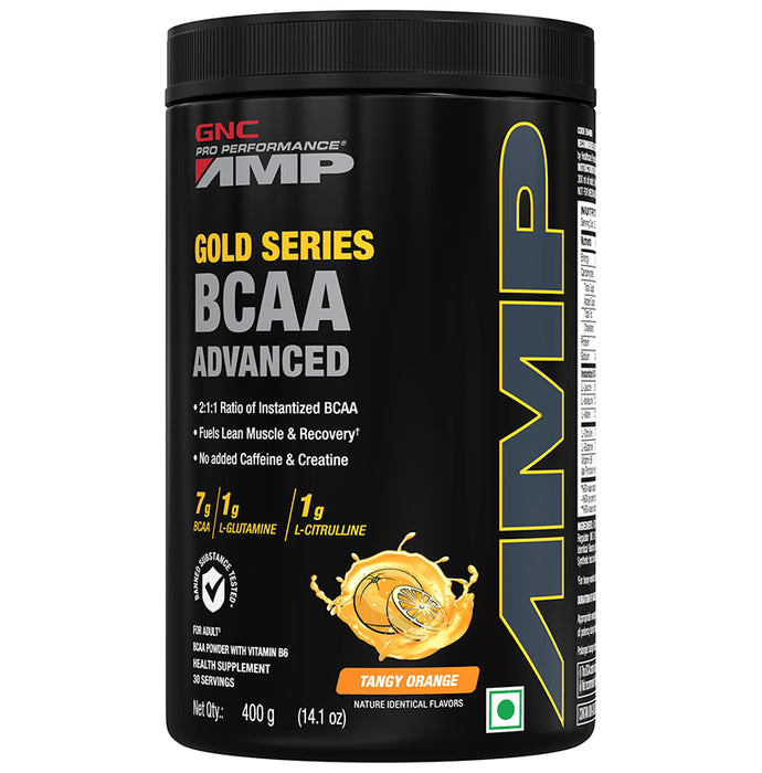 GNC Pro Performance AMP Gold Series BCAA Advanced | For Lean Muscles & Recovery | Flavour Tangy Orange - Classic Derma
