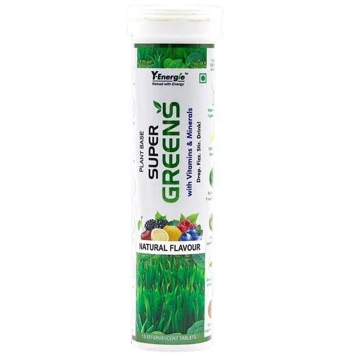 Y-Energie Plant Base Super Greens with Vitamins & Minerals Effervescent Tablet Natural - Classic Derma