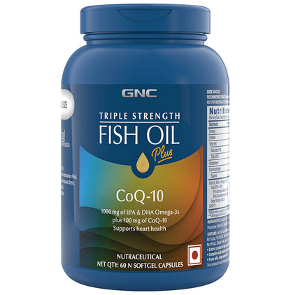 GNC Triple Strength Fish Oil + CoQ 10 | With Omega 3 | Softgel for Heart Health