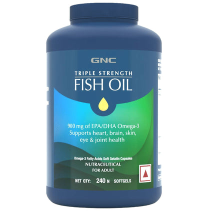 GNC Triple Strength Fish Oil Soft Gelatin Capsules with Omega 3 Fatty Acids | For Heart, Brain, Skin, Eye & Joint Health - Classic Derma