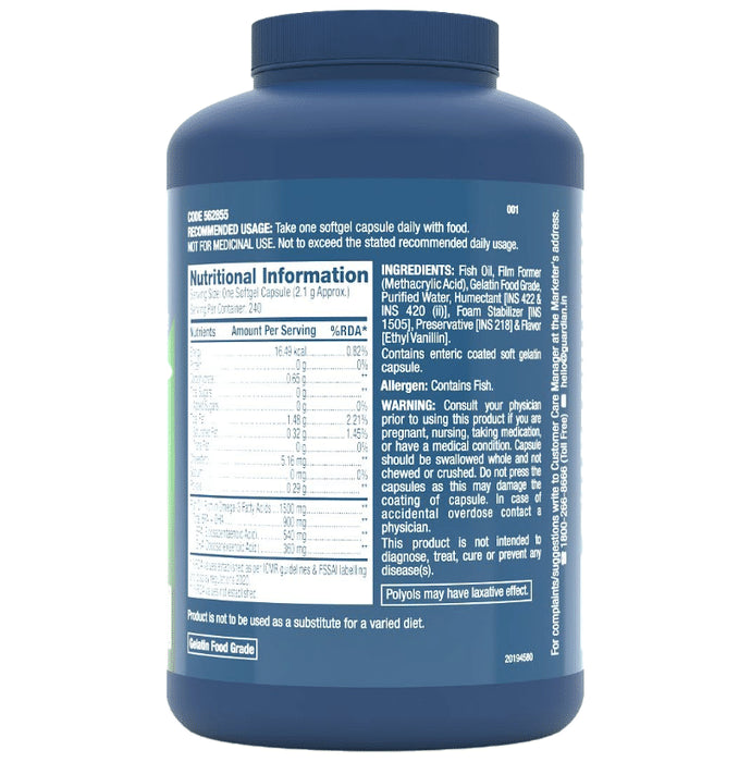 GNC Triple Strength Fish Oil Soft Gelatin Capsules with Omega 3 Fatty Acids | For Heart, Brain, Skin, Eye & Joint Health