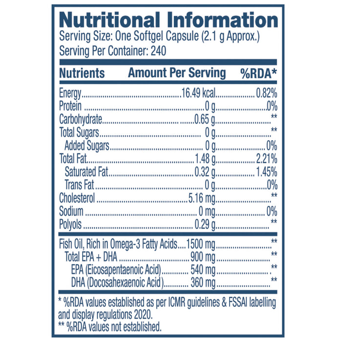 GNC Triple Strength Fish Oil Soft Gelatin Capsules with Omega 3 Fatty Acids | For Heart, Brain, Skin, Eye & Joint Health