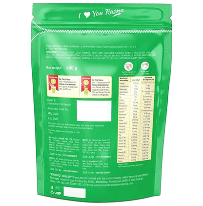 Rasna International with Glucose, Minerals & Vitamins | Flavour Instant Lemon