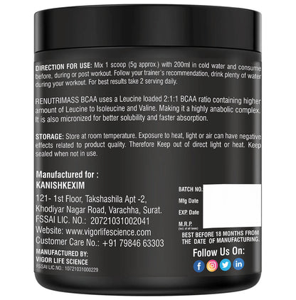 Re Nutri Mass BCAA Powder Green Apple