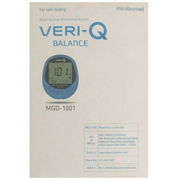 Veri-Q MGD1001 Balance Blood Glucose Monitoring System (Only Glucometer) - Classic Derma