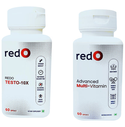 Redo Combo Pack of Testo 10X Capsule & Advanced Multi-Vitamin Capsule (60 Each) - Classic Derma