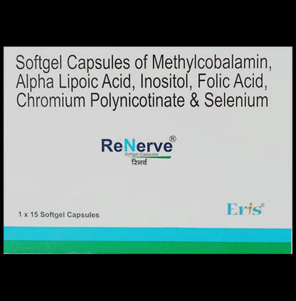 Renerve Softgel Capsule with Methylcobalamin, ALA, Chromium, Folic Acid & Selenium - Classic Derma