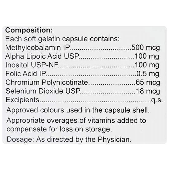 Renerve Softgel Capsule with Methylcobalamin, ALA, Chromium, Folic Acid & Selenium