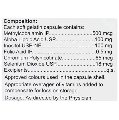 Renerve Softgel Capsule with Methylcobalamin, ALA, Chromium, Folic Acid & Selenium