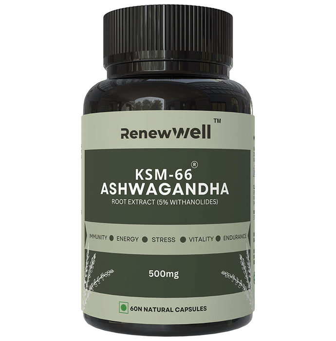 Renewwell KSM 66 Ashwagandha Capsules (60 Each) - Classic Derma
