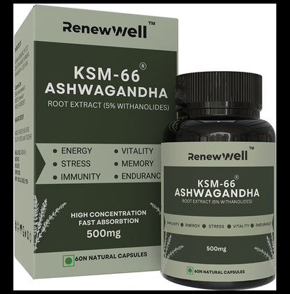 Renewwell KSM 66 Ashwagandha Capsules (60 Each)