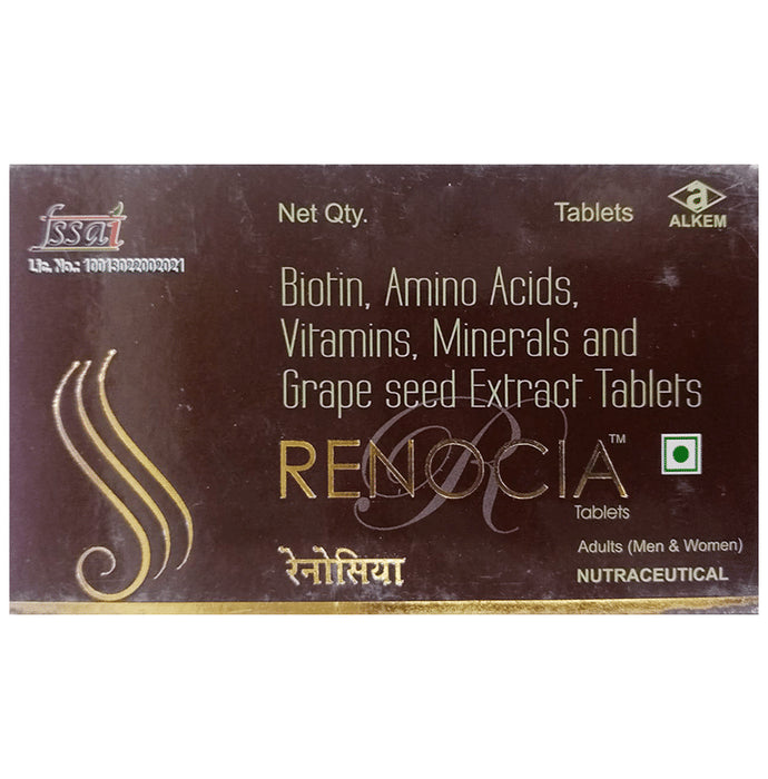 Renocia Tablet with Biotin, Amino Acids, Vitamins, Minerals & Grape Seed Extract - Classic Derma