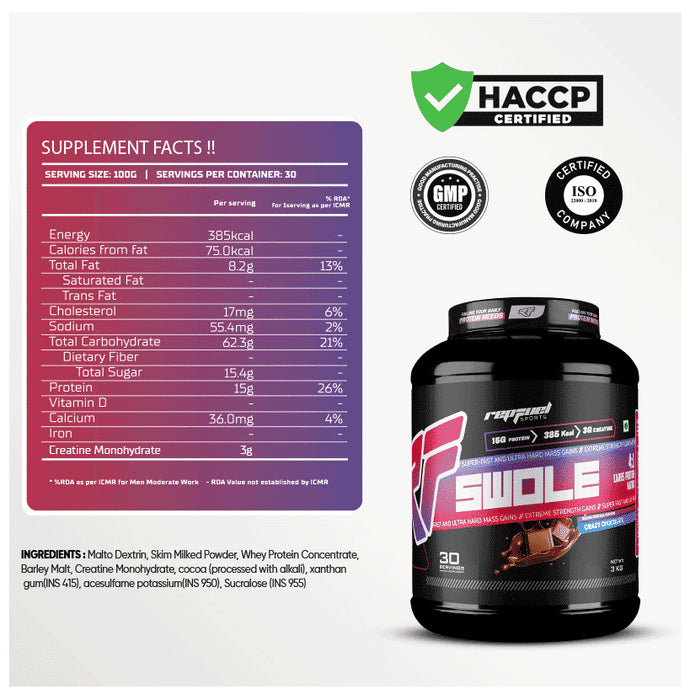 Repfuel Sports Swole Mass Gainer Powder Crazy Chocolate