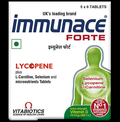 Immunace Forte Tablet with Lycopene+L-Carnitine, Vitamin D (400 IU) | For Immunity