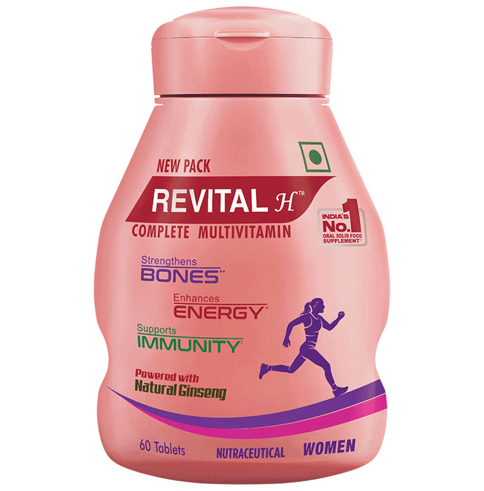 Revital H Woman Tablet with Multivitamins, Calcium, Zinc & Natural Ginseng | For Daily Immunity, Strong Bones & Energy - Classic Derma