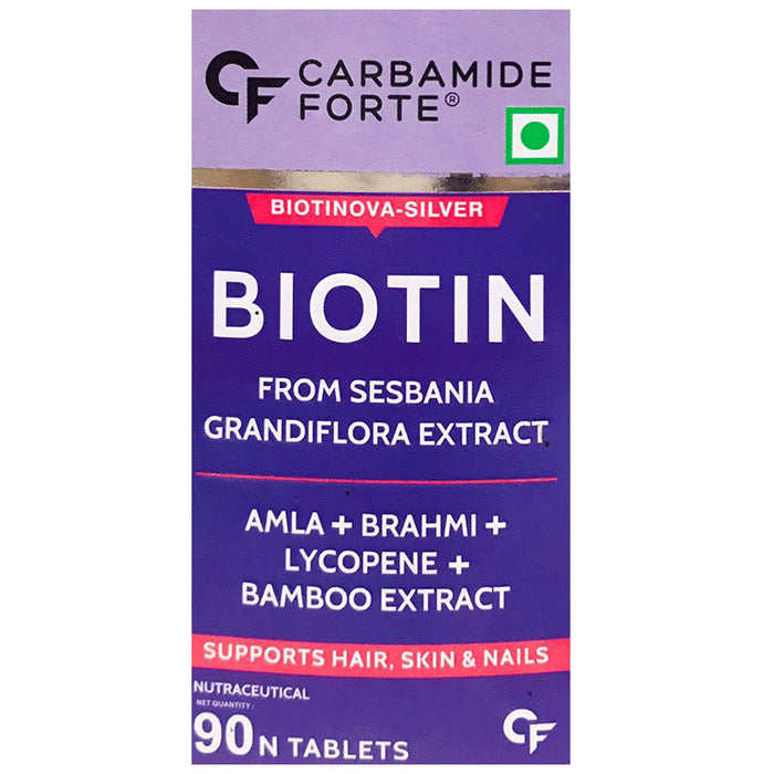 Carbamide Forte Biotin with Amla, Brahmi & Bamboo Extract | For Hair, Skin & Nails | Tablet - Classic Derma