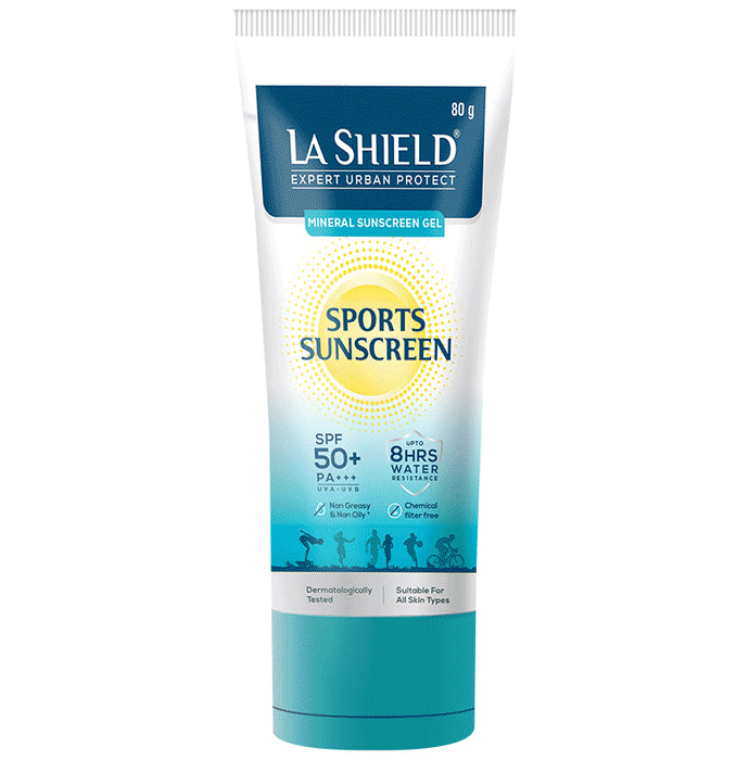 La Shield Mineral Sports Sunscreen Gel SPF 50 + | 8 Hours water resistant | No white cast | Lightweight and non greasy | Fragrance Free SPF 50+ PA+++ - Classic Derma