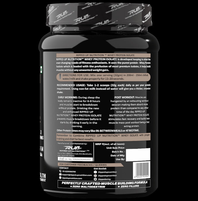 Ripped Up Nutrition Whey Protein Isolate Powder Cookie and Cream