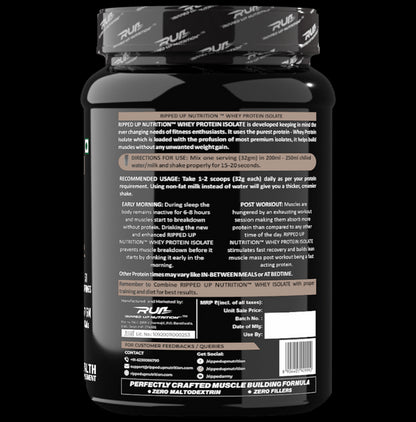 Ripped Up Nutrition Whey Protein Isolate Powder Cookie and Cream