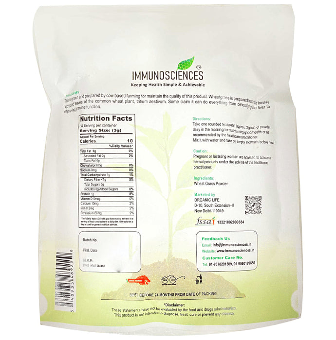 Immunosciences Wheet Grass Powder Gluten Free