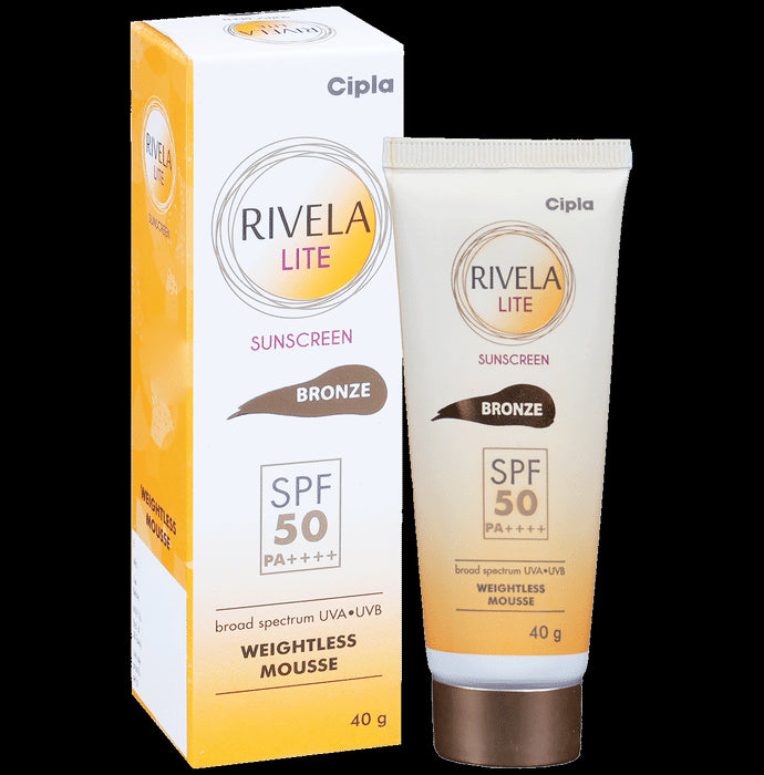 Rivela Lite Weightless Mousse Broad Spectrum UVA/UVB Sunscreen | Bronze SPF 50+ - Classic Derma