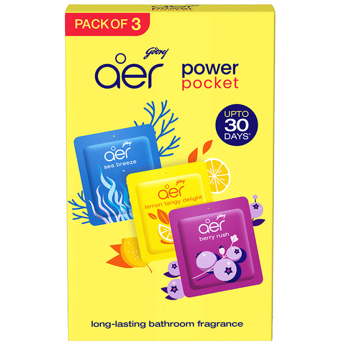 Godrej aer Power Pocket Bathroom Freshener Assorted Pack (10gm Each) - Classic Derma