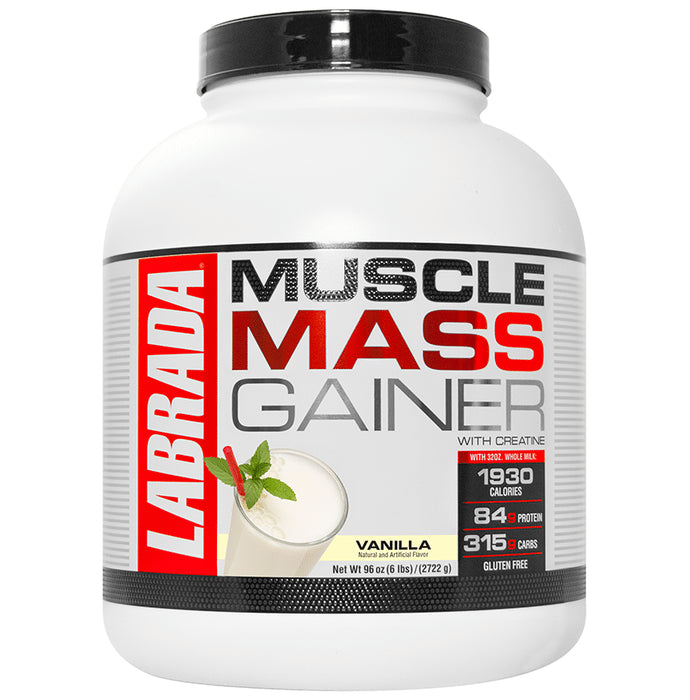 Labrada Nutrition Muscle Mass Gainer with Creatine for Muscle Support | Flavour Vanilla - Classic Derma