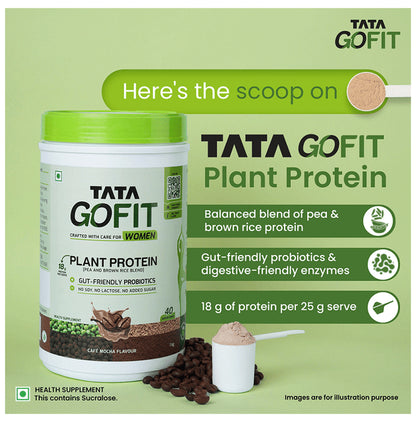 Tata Go Fit Plant Protein for Women, Gut-Friendly Probiotics Cafe Mocha