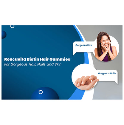Roncuvita Biotin 5000mg Hair Gummies with Vitamin B12 & Folic Acid | Flavour Strawberry