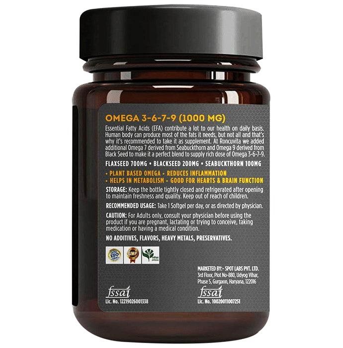 Roncuvita Omega 3 6 7 9 Flaxseed, Blackseed & Sea Buckthorn Softgel