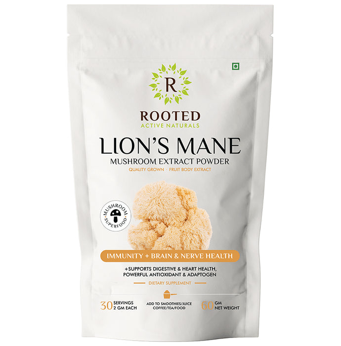 Rooted Active Naturals Lion's Mane Mushroom Extract Powder - Classic Derma