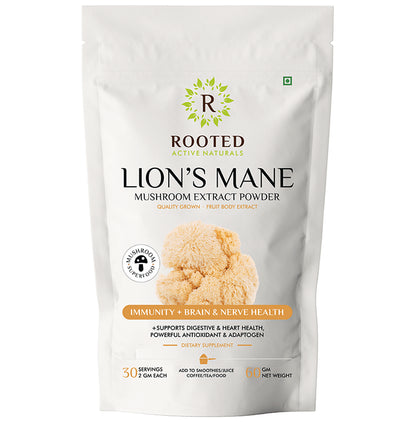 Rooted Active Naturals Lion's Mane Mushroom Extract Powder - Classic Derma
