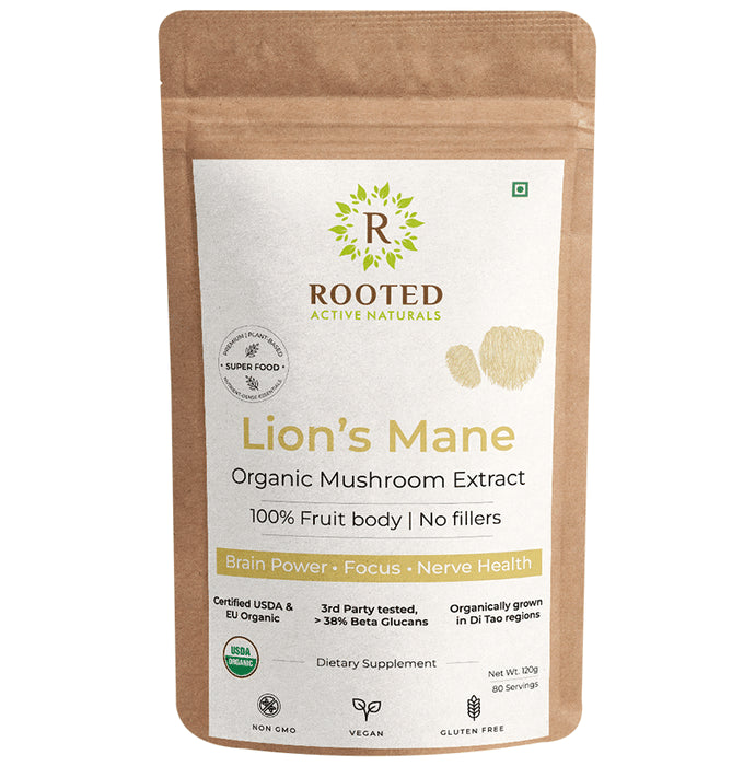 Rooted Active Naturals Lion's Mane Mushroom Extract Powder - Classic Derma